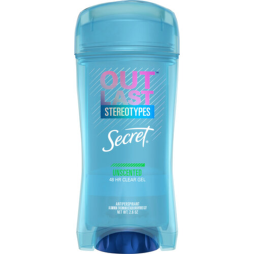 Secret Antiperspirant, Unscented, Stereotypes, Clear Gel