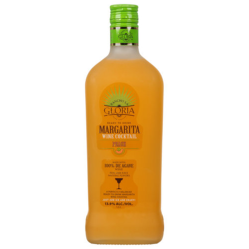 Hand crafted. Wine cocktail. Ready to drink. A perfectly balanced ready-to-drink margarita wine cocktail. Mexico 1938: The original margarita was invented at the Rancho La Gloria hotel. Enjoy this authentic recipe!