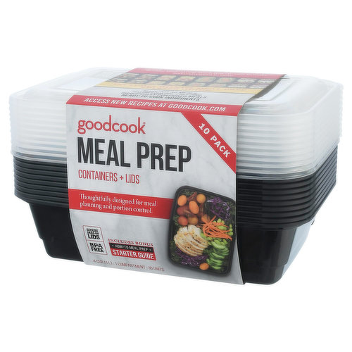 GoodCook 4 Cup Meal Prep Containers + Lids, 10 count