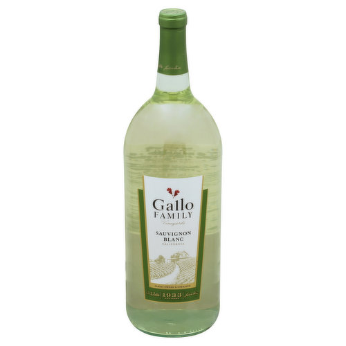 Family owned & operated. Gallo family. Best taste promise. It's pretty simple. We're an American family that's has been making quality wines for American families since 1933. For four generations, Gallo family vineyards has been dedicated to giving you the best tasting wines at the best tasting price. We call it our best taste promise. 1933 founded. Ernest Gallo. Julio Gallo. Our Sauvignon Blanc offers a bright balance of fruit flavors - honeydew melon, citrus and ripe apple - with a light, crisp finish. Learn more about our best taste promise at www.GalloFamily.com or call toll free: 1-877-425-5696. Vinted & bottled by Gallo Family Vineyards, Modesto, CA.