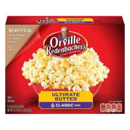 Orville Redenbacher's Popping Corn, Ultimate Butter, 6 Classic Bags