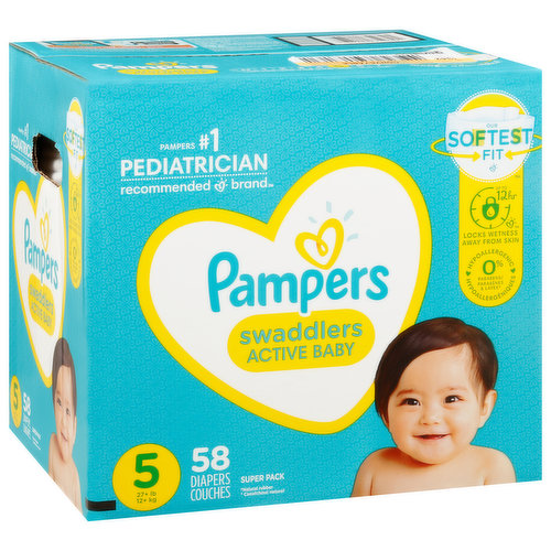 Diapers, 5 (27+ lb), Super Pack