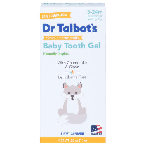 Dr. Talbot's Baby Tooth Gel, Clove + Chamomile, 3 - 24 Months