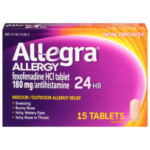 Allegra Indoor/Outdoor Allergy Relief, Non-Drowsy, 24 Hour, Tablets