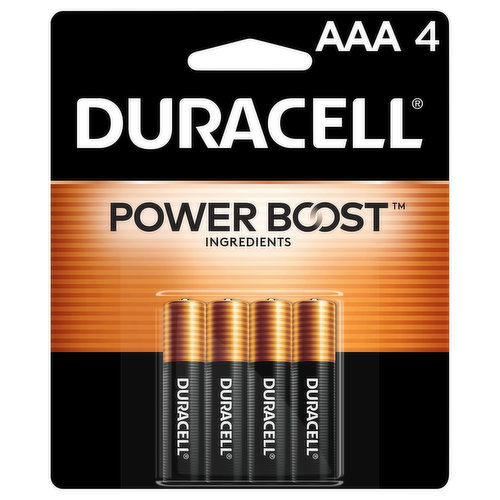 Duracell Batteries, Alkaline, AAA, 1.5 V, 4 Pack