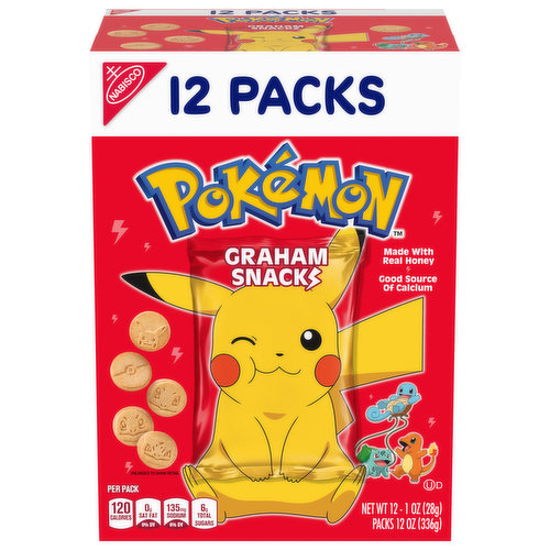 NABISCO Nabisco Pokemon Graham Snacks, Graham Cracker Snack Cookies, 12 Snack Packs