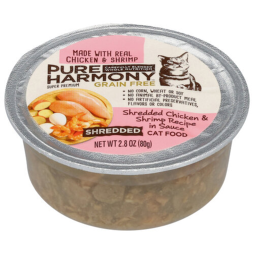 Pure Harmony Cat Food, Grain Free, Shredded Chicken & Shrimp Recipe in Sauce, Super Premium