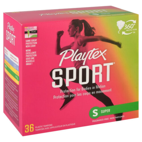 Playtex Tampons, Plastic, Super, Fragrance Free - FRESH by