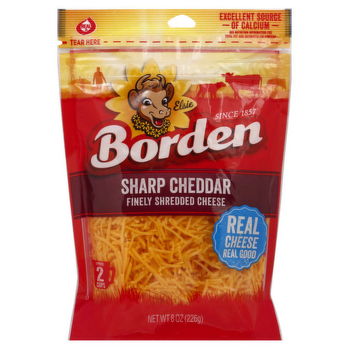 Borden Finely Shredded Cheese, Sharp Cheddar