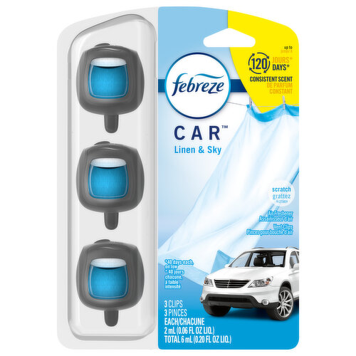 Febreze Air Freshener, Linen & Sky, Vent Clips