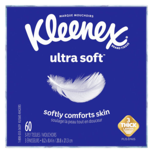 Mouchoirs Kimberly Clark KLEENEX, 2 plis, Blanc