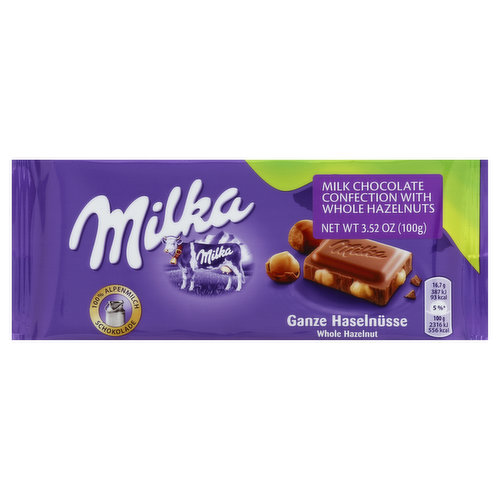 Milka Hazelnut 100% Alpine Milk Chocolate, 2 x 100 g