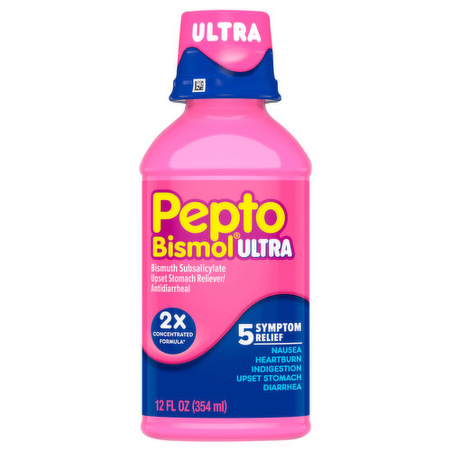 Pepto Bismol Upset Stomach Reliever/Antidiarrheal, 5 Symptom Relief