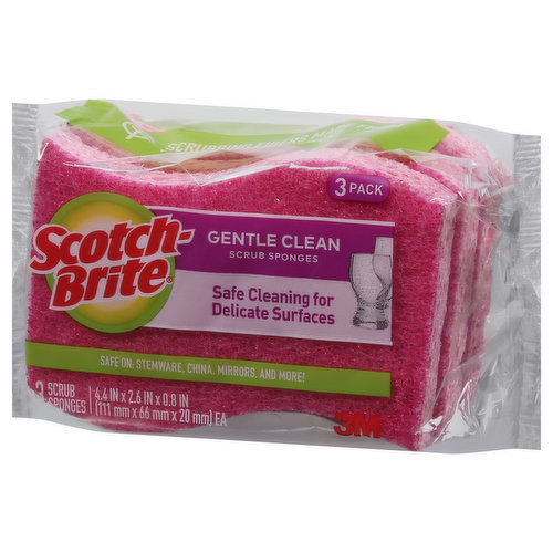 Scotch-Brite Scrub Sponges, Gentle Clean, 3 Pack