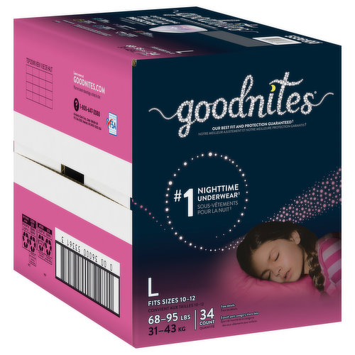 Goodnites Boys' Nighttime Bedwetting Underwear, Size Large (68-95