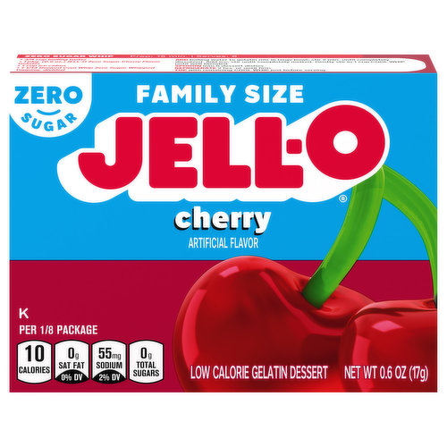 Jell-O Gelatin Dessert, Low Calorie, Cherry, Family Size