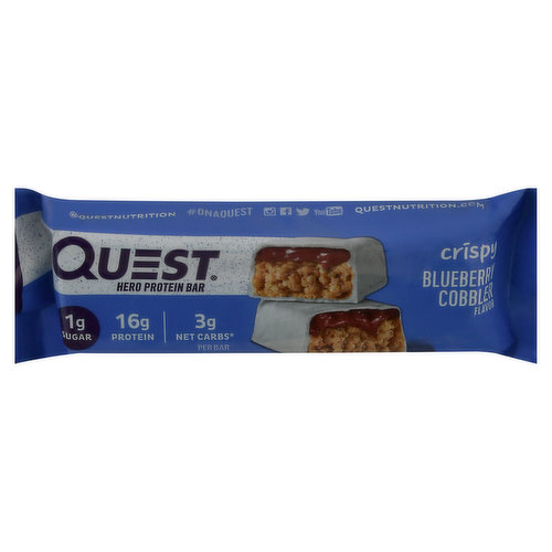 Quest Hero Protein Bar, Blueberry Cobbler Flavor, Crispy