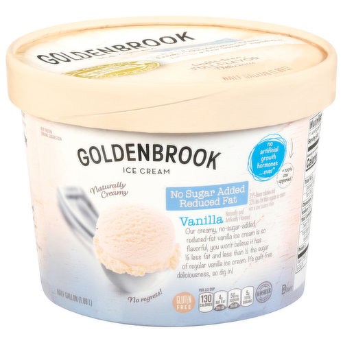 Goldenbrook Ice Cream, No Sugar Added, Reduced Fat, Vanilla