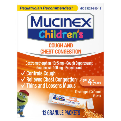 Mucinex Cough and Chest Congestion, Granule Packets, Orange Creme Flavor