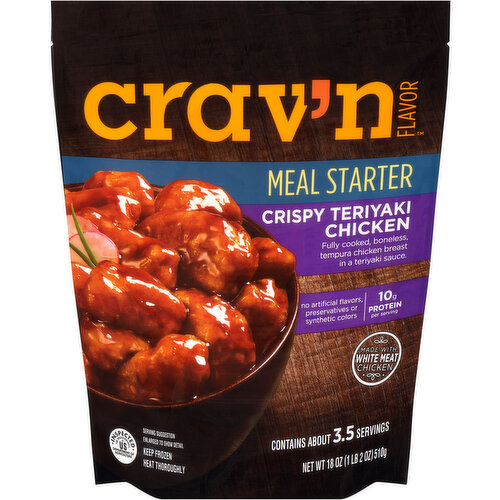 Crav'n Flavor Crispy Teriyaki Chicken Fully Cooked, Boneless, Tempura Chicken Breast In A Teriyaki Sauce Meal Starter