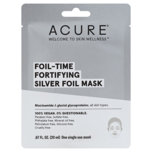 Acure Foil Mask, Silver, Foil-Time Fortifying