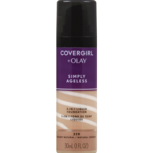 CoverGirl + Olay Liquid Foundation, 3-in-1, Creamy Natural 220