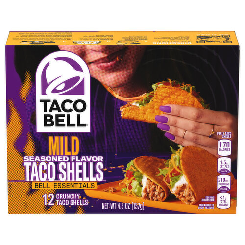 Taco Bell Taco Shells, Seasoned Flavor, Mild, Crunchy