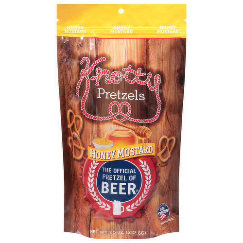 From those early days when two young guys from Atlanta, Georgia breathed new life into an old family recipe to earn taco and beer money, Knotty Pretzels earned the title The Official Pretzel of Beer Sean & Casey think you'll agree their distinctive small-batch pretzels actually accentuate the flavors of your ahead-enjoy favorite brew. So go ahead - this twist on a classic mustard with a sweet honey flavor to get your palate ready for the next round. Honey mustard pretzels are better than your honey must do list. Does not contain alcohol. U.S. Troops: Proud supporter. Learn more about how knotty pretzels supports our U.S. Troops at knotty pretzels.com/ustroops.