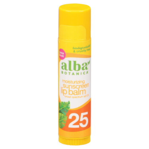 Alba Botanica Lip Balm, Moisturizing Sunscreen, Broad Spectrum SPF 25