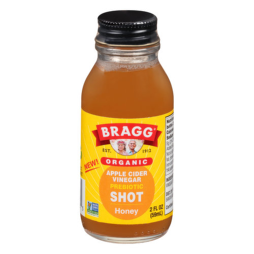 Bragg Apple Cider Vinegar, Organic, Honey, Prebiotic Shot