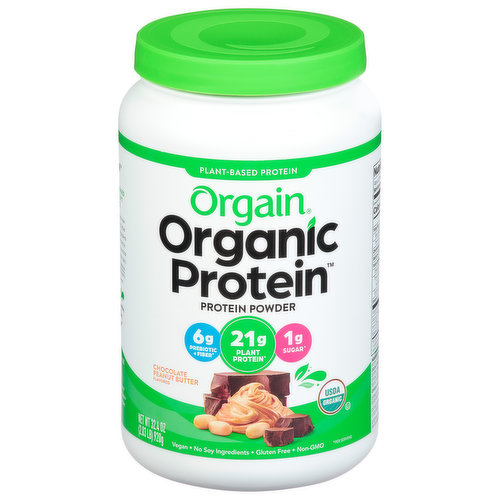 Plant-based protein. Our Commitment to Clean Nutrition: Orgain's relentless pursuit of better nutrition that doesn't compromise on taste is based on my belief that real foods can make a real difference. That passion fuels our mission to help people live vibrant lives through good, clean nutrition. In good health, Andrew Abraham, M.D. Founder, Cancer Survivor & Food Entrepreneur. Good, clean nutrition. Our OG plant-based protein doesn't give a grit. Our best-selling plant-based protein powder is as clean as it gets. Crafted with Certified USDA Organic ingredients hand-selected for maximum nutrition, it's made without soy, gluten, or artificial flavors, and not even one drop of dairy. Simply put, it's a downright delicious, hard-working protein that's creamy, never gritty, and oh-so-real. Certified plant based.