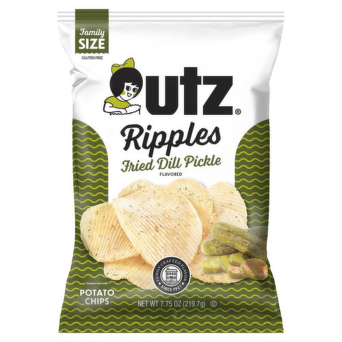Utz Potato Chips, Fried Dill Pickle Flavored, Ripples, Family Size