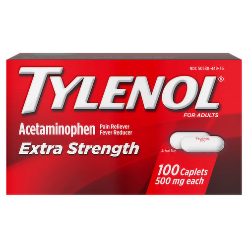 Tylenol Acetaminophen, Extra Strength, 500 mg, for Adults, Caplets