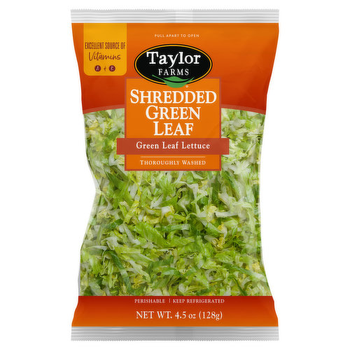 Taylor Farms Green Leaf Lettuce, Shredded