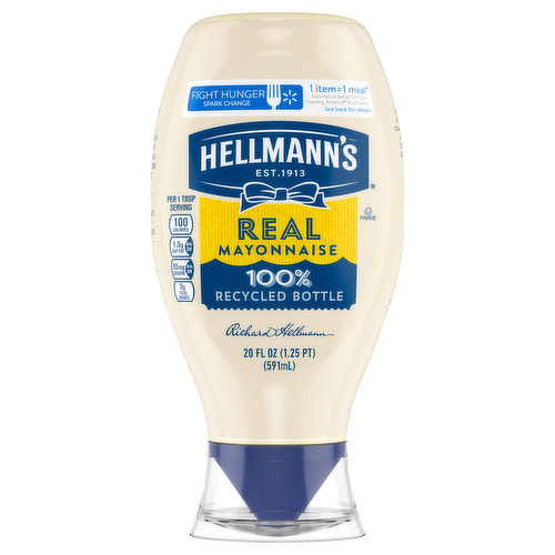 Hellmann's Real Mayonnaise is proudly made with real, simple ingredients like cage-free eggs, oil and vinegar. We know that to really "Bring Out The Best," we need to do more than just taste great. That’s why our delicious Blue Ribbon Quality Mayonnaise is made with real eggs, oil and vinegar sourced from trusted American farms. And it comes in a convenient real mayo squeeze bottle that makes it easy to add it to your favorites. Even after 100 years, we’re still committed to using premium ingredients to craft the highest quality mayonnaise. It's simple. We use the finest, real ingredients in Hellmann's Real Mayonnaise.  In fact, we use 100% cage-free eggs and are committed to 100% responsibly sourced soybean oil. Our authentic mayonnaise is rich in Omega 3-ALA (contains 650mg ALA per serving, which is 40% of the 1.6g Daily Value for ALA), and is also gluten-free and certified kosher. And nothing beats the taste of real mayo. It’s the ideal condiment for spreading on sandwiches and wraps, grilling juicy burgers, mixing creamy dips, and preparing fresh salads. Use it to make outrageously delicious meals like our Parmesan Crusted Chicken and Best Ever Juicy Burger, and even turn your Thanksgiving leftovers into a deliciously creamy meal with our Turkey Casserole. Hellmann’s is known as Best Foods West of the Rockies. Discover our recipes, products, information about our sourcing, and more on our website, Hellmanns.com.