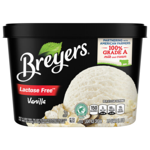 Breyers Ice Cream, Vanilla, Lactose Free, Light