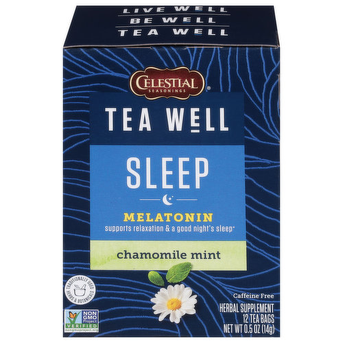 Celestial Seasonings Herbal Supplement, Caffeine Free, Chamomile Mint, Sleep, Tea Bags