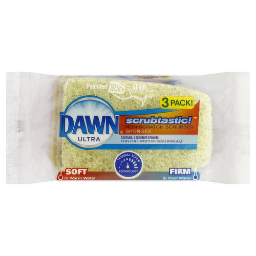 Dawn Sponges, Scrubber, Non-Scratch, 3 Pack!