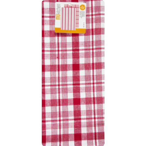 MUkitchen Dishtowel, 100% Cotton, Farmhouse, Cabernet