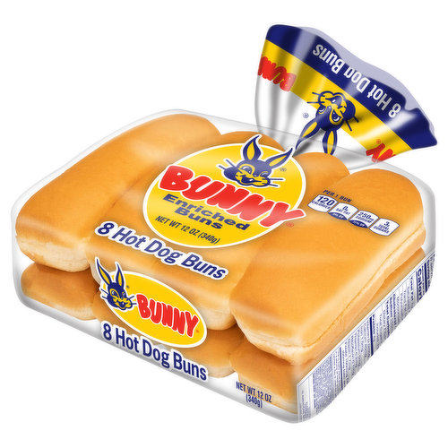 Bunny Hot Dog Buns, Enriched