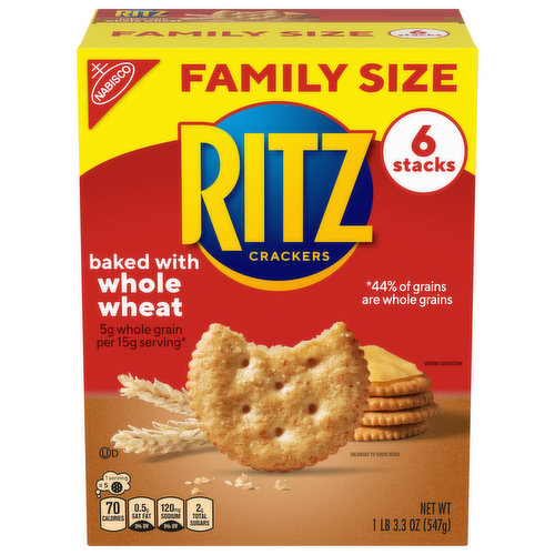 RITZ RITZ Whole Wheat Crackers, Family Size, 19.3 oz