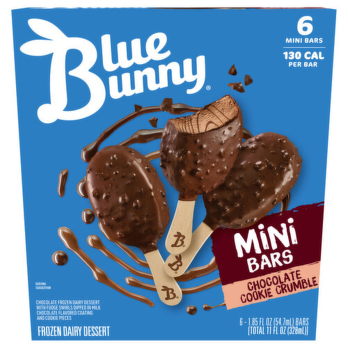Blue Bunny Frozen Dairy Dessert, Chocolate Cookie Crumble, Mini Bars