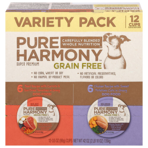 Pure Harmony Dog Food, Grain Free, Assorted, Variety Pack, Super Premium