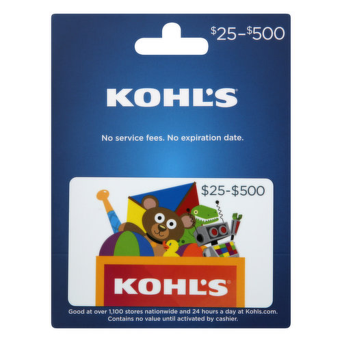 Kohl's Gift Card, $25-$500