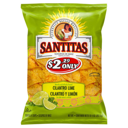 Santitas Tortilla Chips, Cilantro Lime