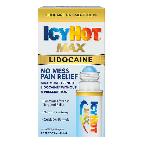 Icy Hot Pain Relief, No Mess, Lidocaine, Maximum Strength, Roll-On