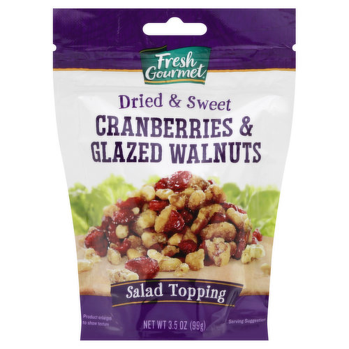 Fresh Gourmet Salad Topping, Cranberries & Glazed Walnuts, Dried & Sweet