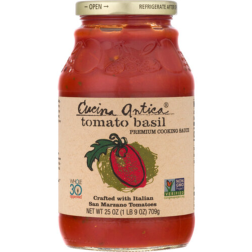 Cucina Antica Cooking Sauce, Premium, Tomato Basil