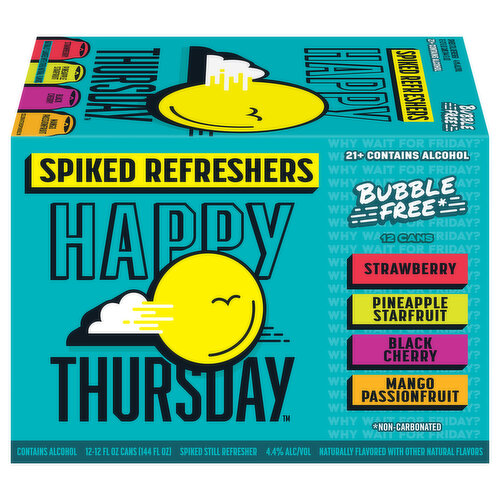 Happy Thursday Spiked Refreshers, Bubble Free, Assorted