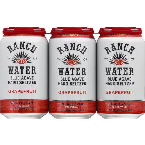 Hard seltzer with natural flavors. Gluten free. Original Texas recipe. TX Co. Made with 100% blue agave & cane sugar + seltzer water + grapefruit juice & natural flavors. Recycled & recyclable. 100% rHDPE. 5% alc/vol. 10 Product of Mexico.